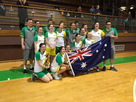 A group of female basketball players with intellectual impairments