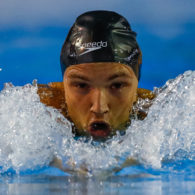 A swimmer emerged from the water