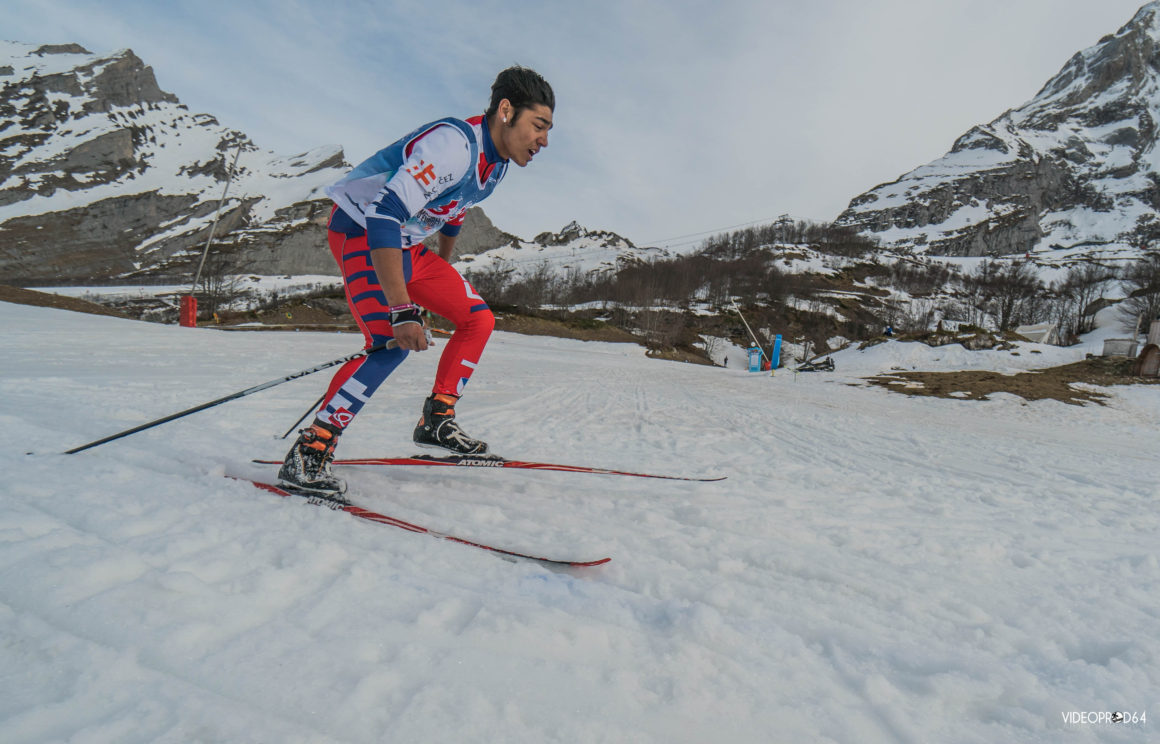 A Nordic skier with an intellectual impairment makes his way round the course