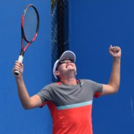 Archie Graham looks to the sky as he celebrates winning the Australian title in 2015