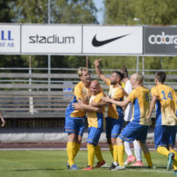 Sweden celebrate a goal during their 7-3 victory over Germany at the 2018 World Intellectual Impairment Sport Football World Championships