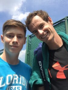 Luke Turnbull is pictured with Andy Murray